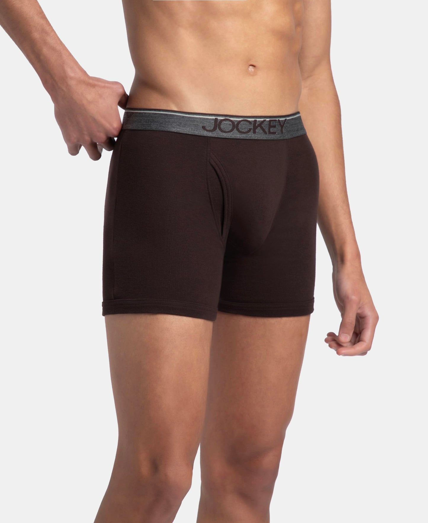 Jockey 8009 Men's Super Combed Cotton Rib Solid Boxer Brief with Ultrasoft Waistband (Pack of 3)