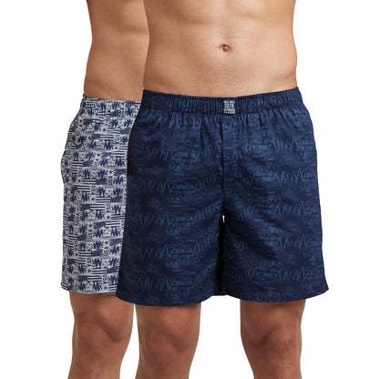 Jockey US57 Men's Super Combed Mercerized Cotton Woven Printed Boxer Shorts with Side Pocket (Pack of 2_Prints May Vary)