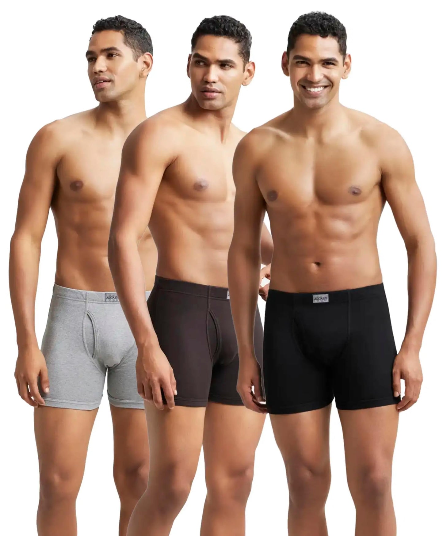 Jockey 8008 Men's Super Combed Cotton Rib Solid Boxer Brief with Ultrasoft Concealed Waistband (Pack of 3)