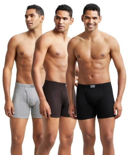 Jockey 8008 Men's Super Combed Cotton Rib Solid Boxer Brief with Ultrasoft Concealed Waistband (Pack of 3)