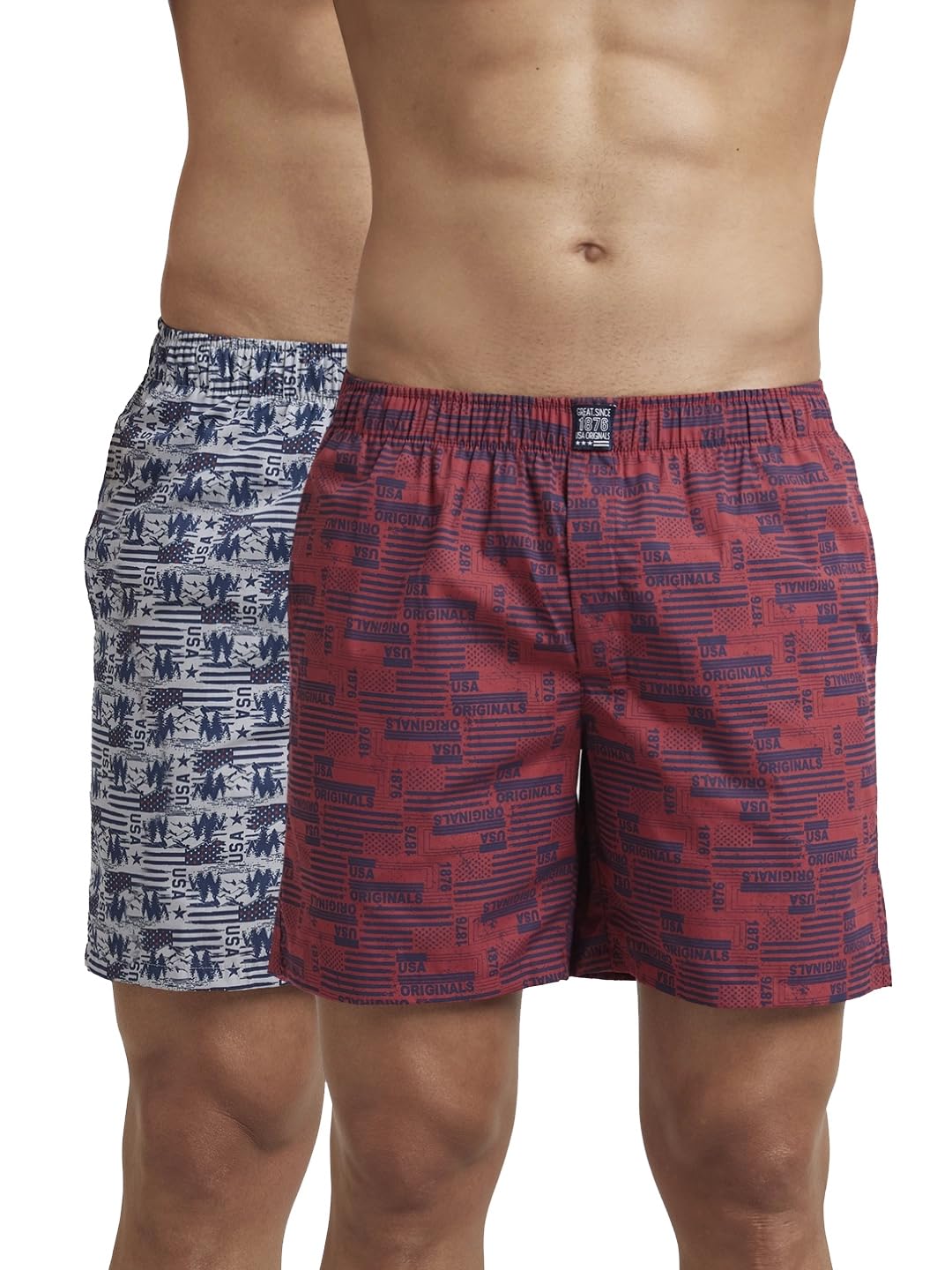 Jockey US57 Men's Super Combed Mercerized Cotton Woven Printed Boxer Shorts with Side Pocket (Pack of 2_Prints May Vary)