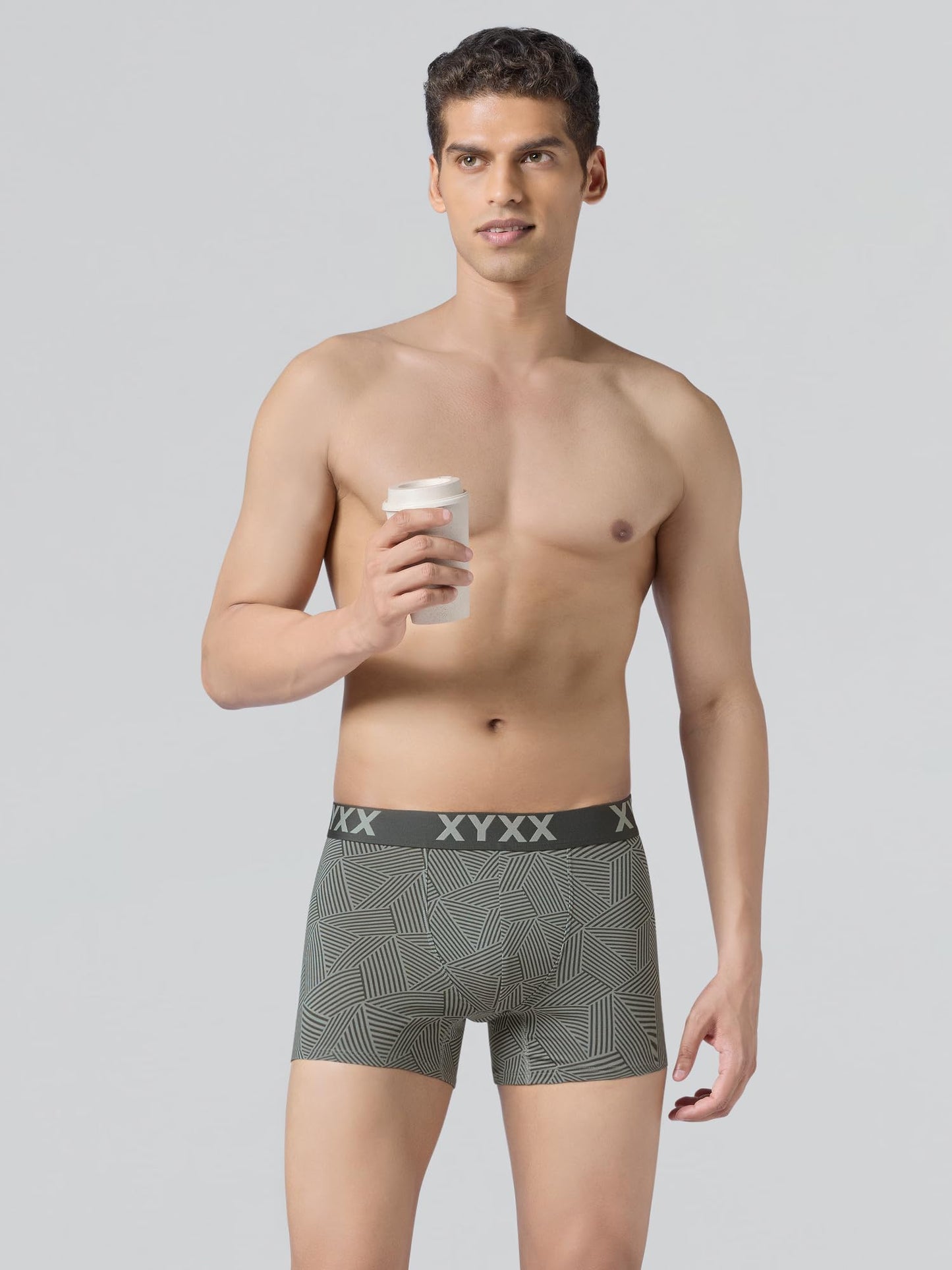 XYXX Men's Matrix Super Combed Cotton Blend Geometric Antimicrobial Trunks with No Marks Waistband