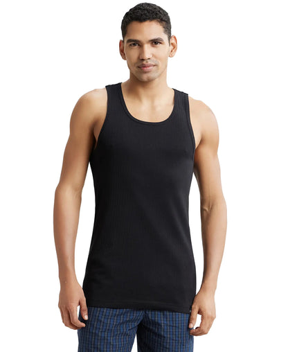Jockey 9922 Men's Super Combed Cotton Rib Slim Fit Racer Back Styling Round Neck Gym Vest