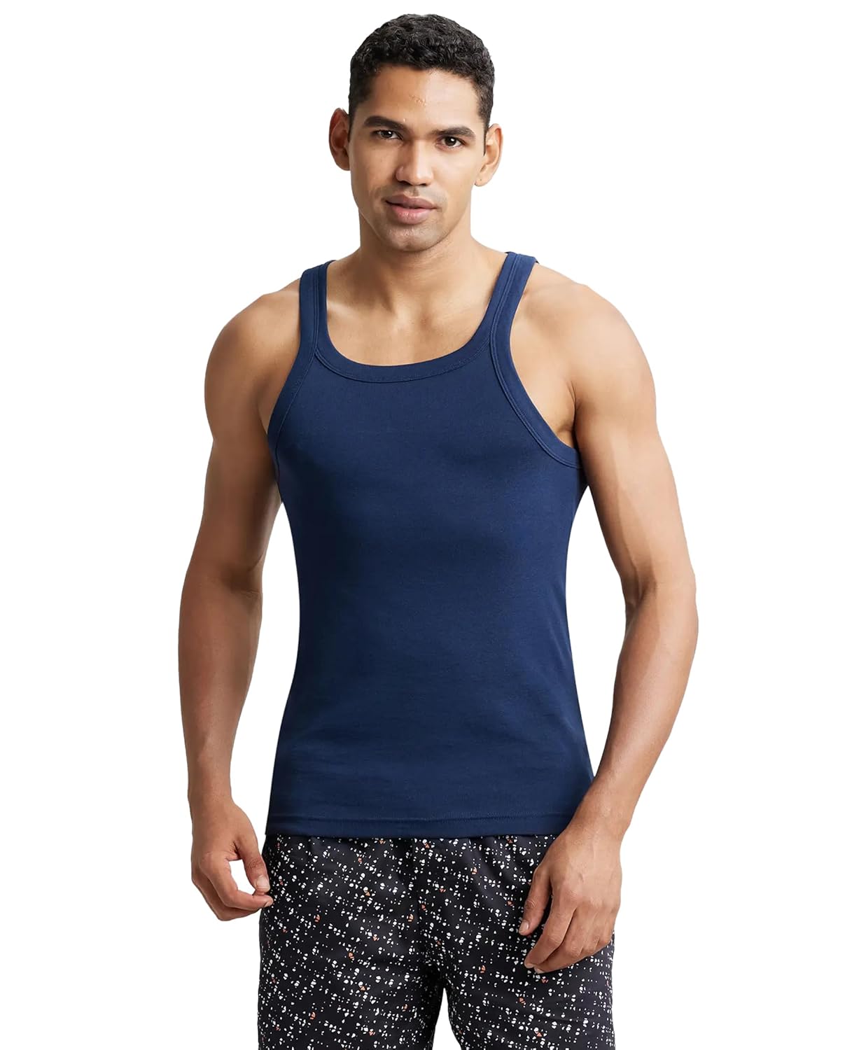 Jockey US26 Men's Super Combed Cotton Rib Square Neckline Gym Vest