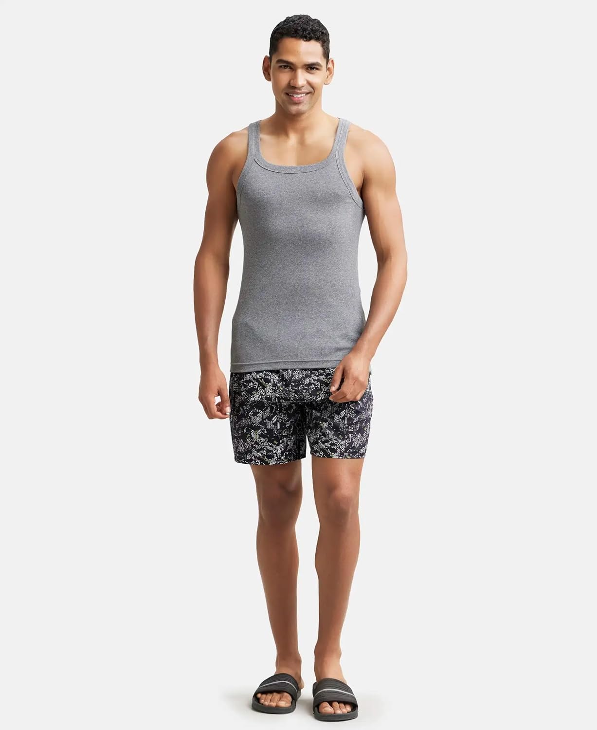 Jockey US26 Men's Super Combed Cotton Rib Square Neckline Gym Vest