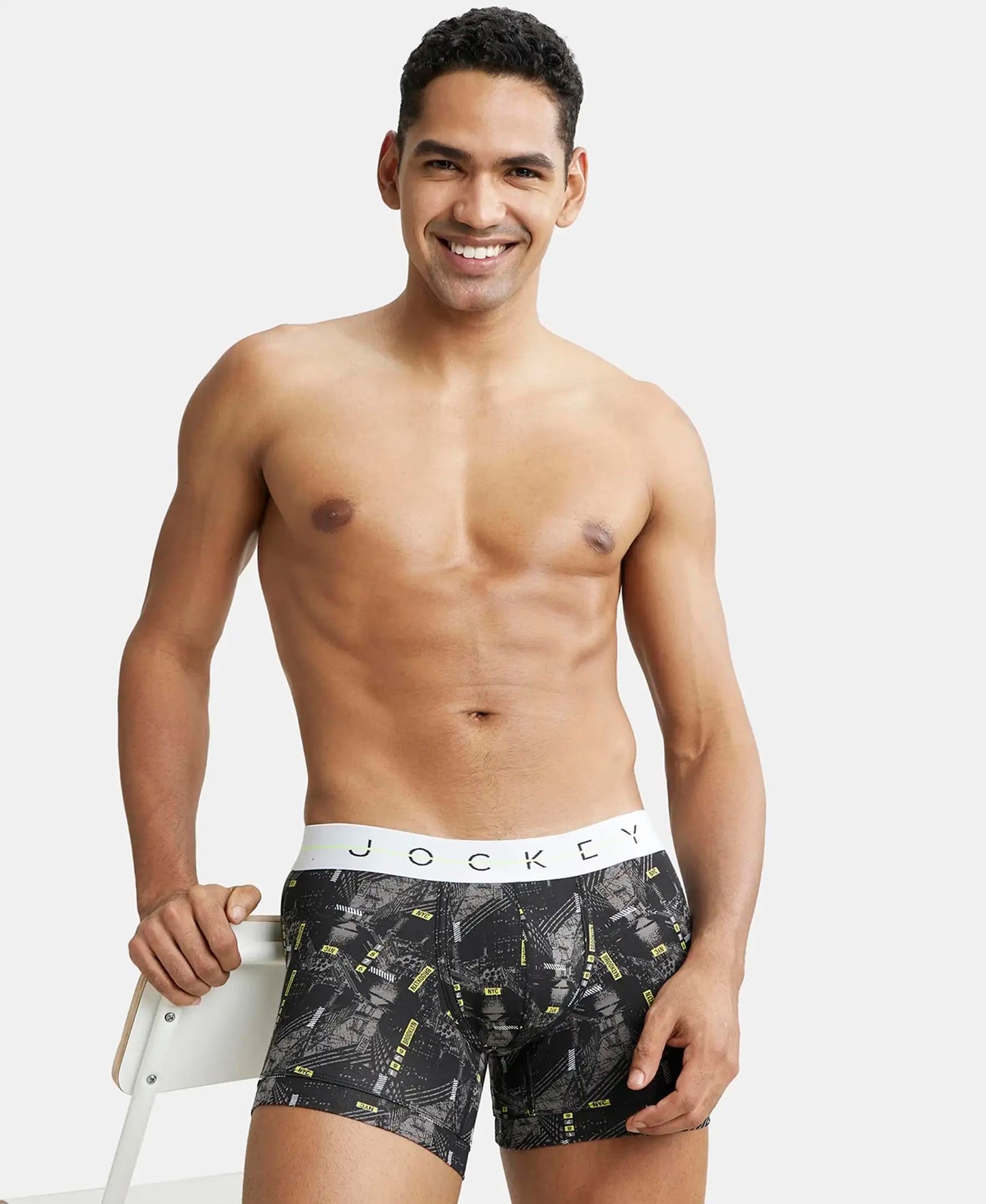 Jockey NY02 Men's Super Combed Cotton Elastane Stretch Printed Trunk with Ultrasoft Waistband (Prints May Vary)