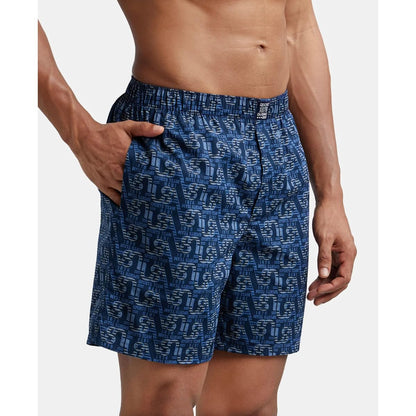 Jockey US57 Men's Super Combed Mercerized Cotton Woven Printed Boxer Shorts with Side Pocket (Pack of 2_Prints May Vary)