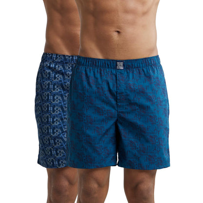 Jockey US57 Men's Super Combed Mercerized Cotton Woven Printed Boxer Shorts with Side Pocket (Pack of 2_Prints May Vary)