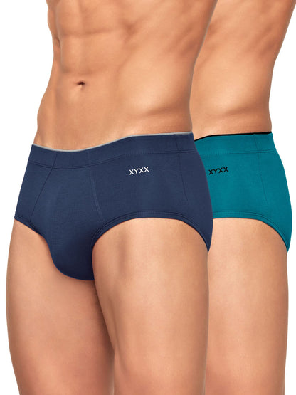 XYXX Men's Uno Micromodal Regular Fit Solid Antimicrobial Briefs with No Marks Waistband (Pack of 2)
