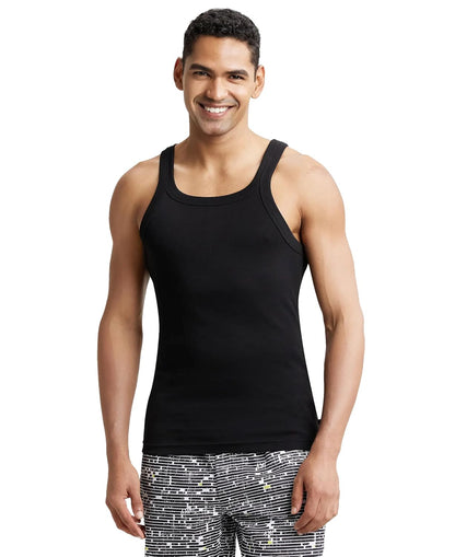 Jockey US26 Men's Super Combed Cotton Rib Square Neckline Gym Vest