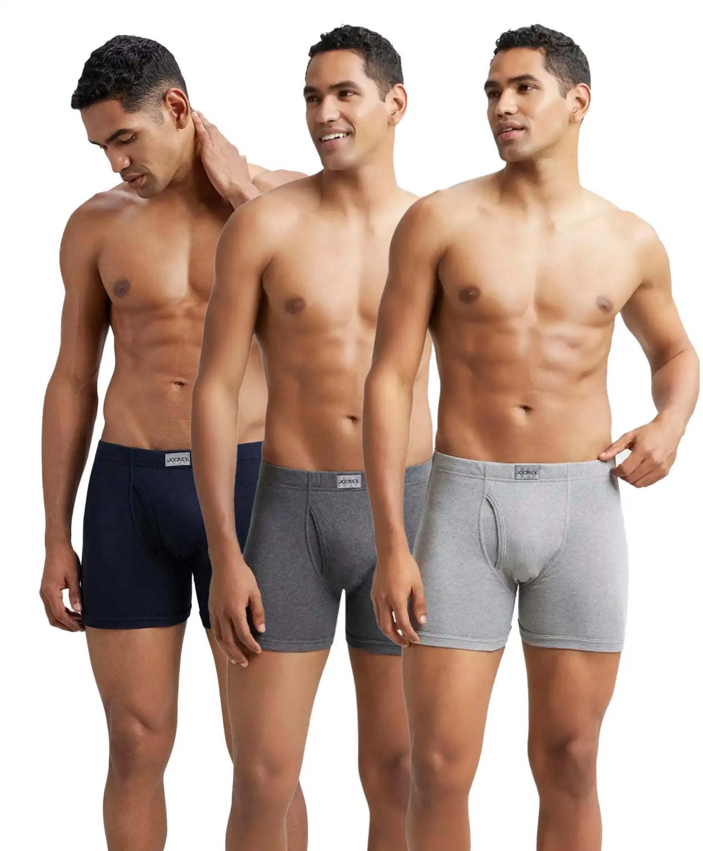 Jockey 8008 Men's Super Combed Cotton Rib Solid Boxer Brief with Ultrasoft Concealed Waistband (Pack of 3)