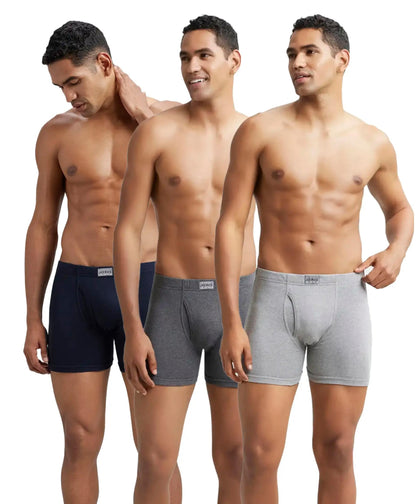 Jockey 8008 Men's Super Combed Cotton Rib Solid Boxer Brief with Ultrasoft Concealed Waistband (Pack of 3)