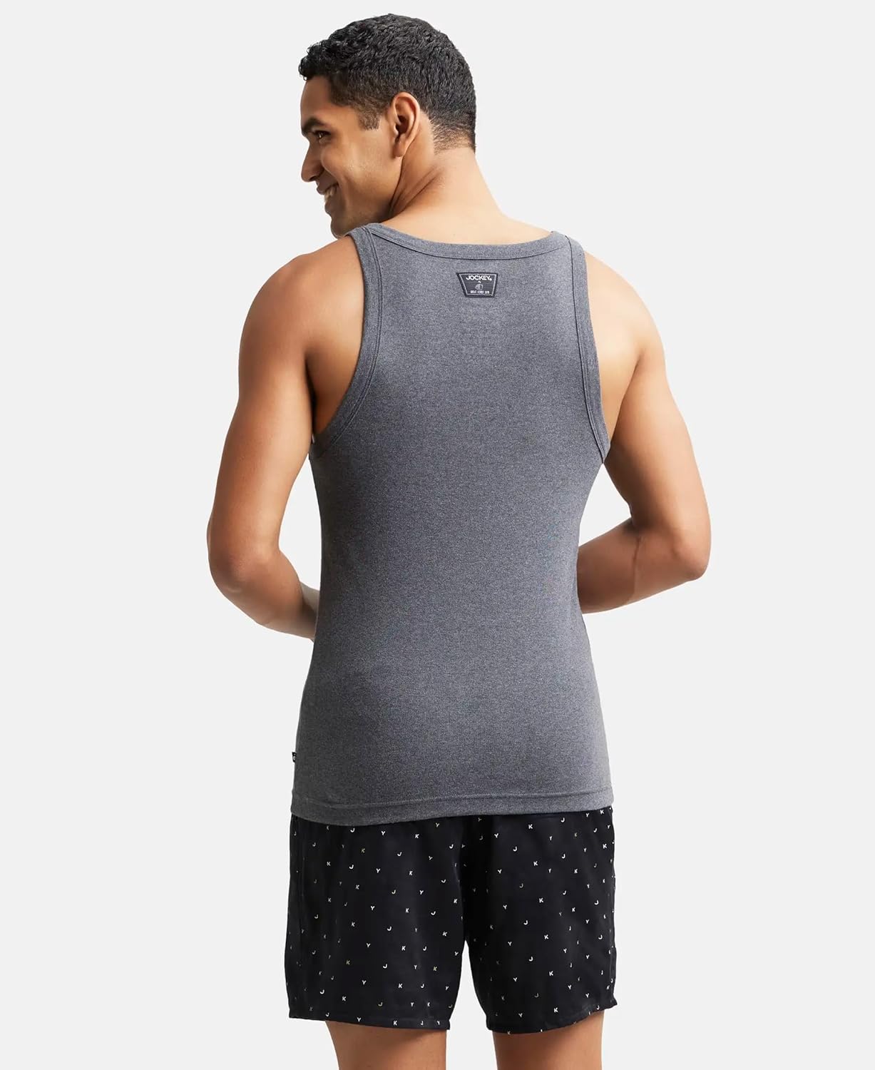 Jockey US26 Men's Super Combed Cotton Rib Square Neckline Gym Vest