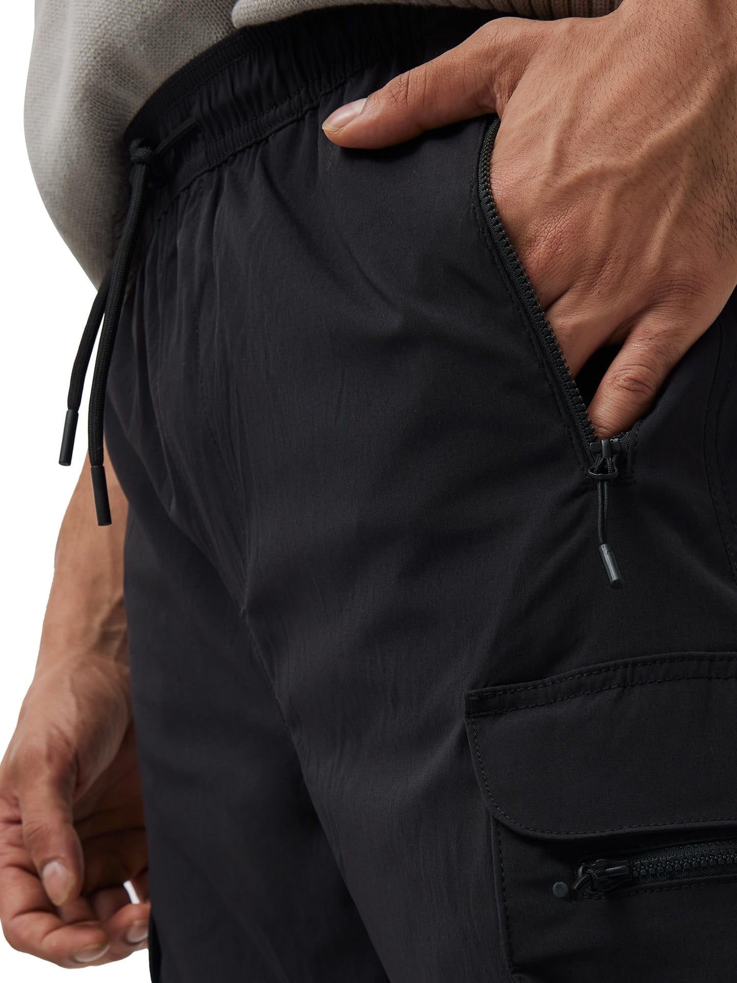 XYXX Men's Skinny Fit Mid Rise Moveo Quick-Dry Cargo Joggers with Drawcord & Utility Pockets