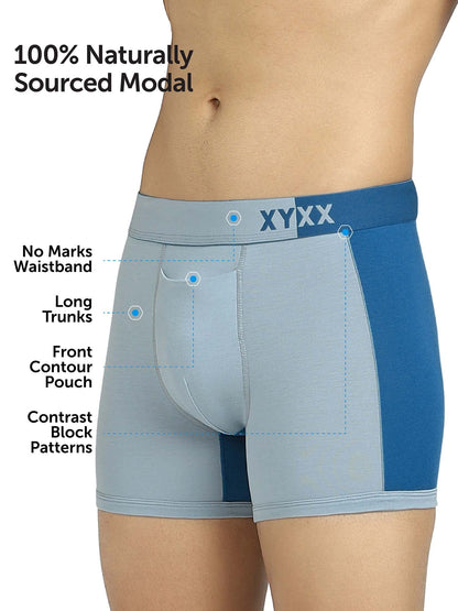 XYXX Men's Dualist Micromodal Regular Fit Colorblock Antimicrobial Trunk with No Marks Waistband (Pack of 2)