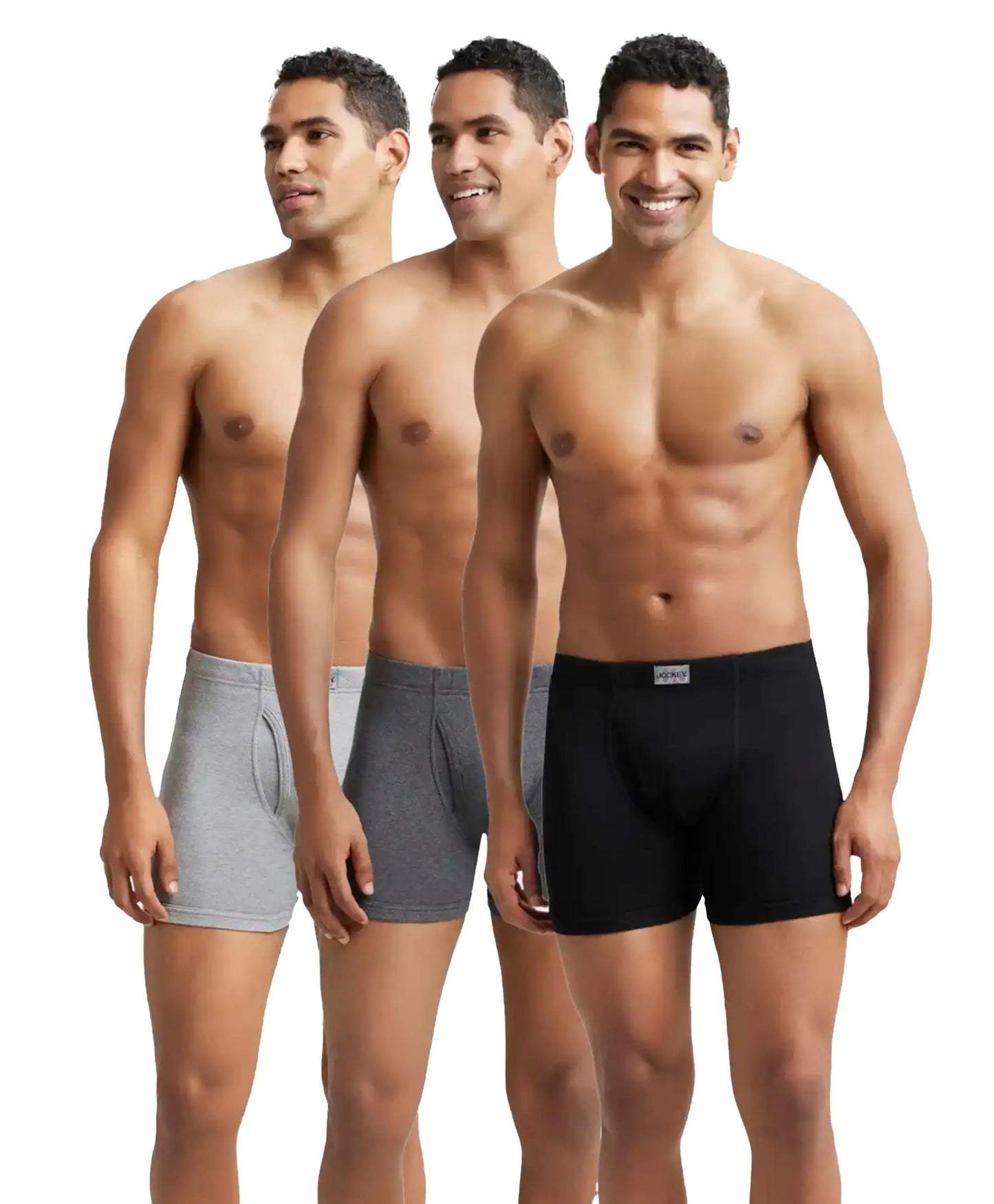 Jockey 8008 Men's Super Combed Cotton Rib Solid Boxer Brief with Ultrasoft Concealed Waistband (Pack of 3)