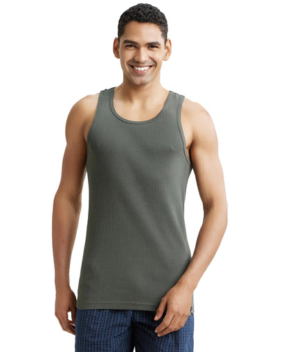 Jockey 9922 Men's Super Combed Cotton Rib Slim Fit Racer Back Styling Round Neck Gym Vest