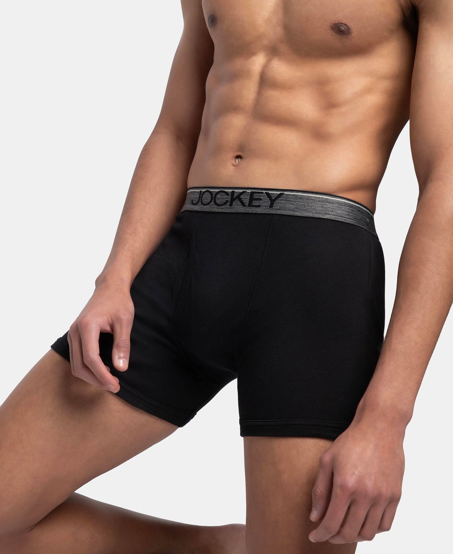 Jockey 8009 Men's Super Combed Cotton Rib Solid Boxer Brief with Ultrasoft Waistband (Pack of 3)
