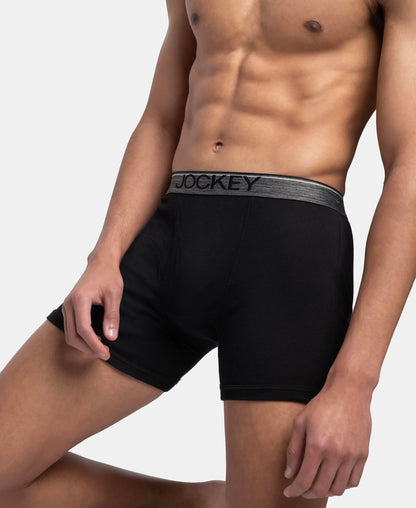 Jockey 8009 Men's Super Combed Cotton Rib Solid Boxer Brief with Ultrasoft Waistband (Pack of 3)