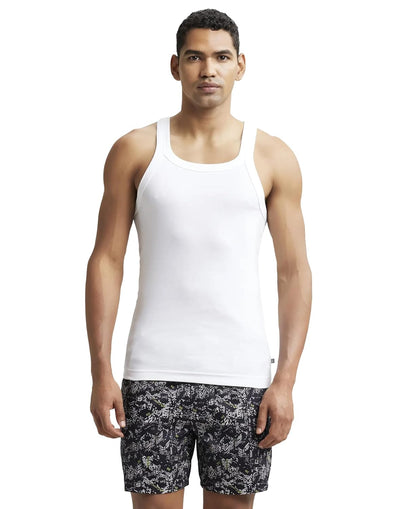 Jockey US26 Men's Super Combed Cotton Rib Square Neckline Gym Vest
