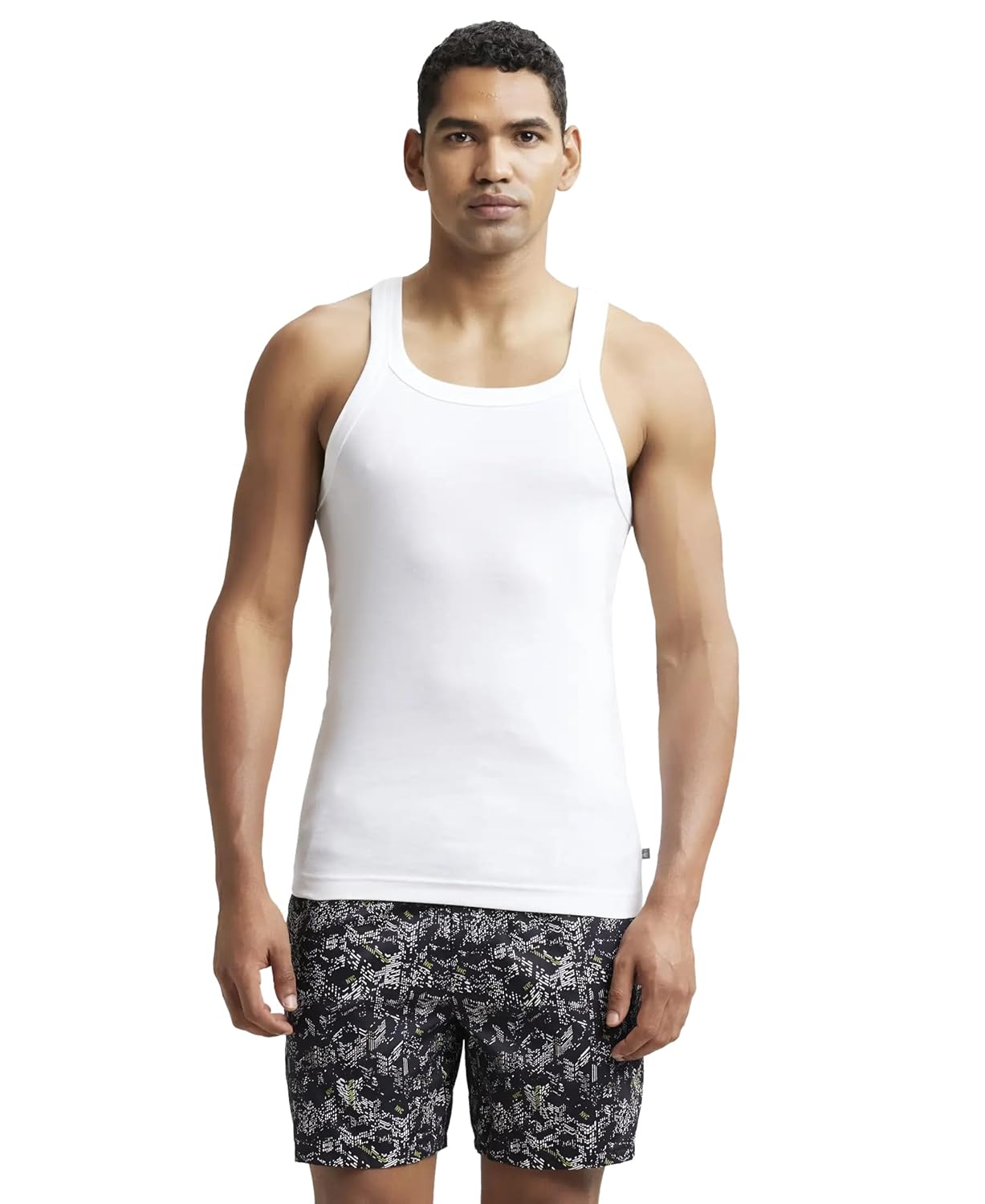 Jockey US26 Men's Super Combed Cotton Rib Square Neckline Gym Vest