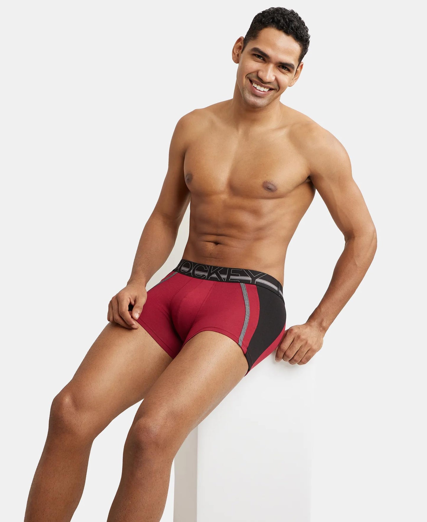 Jockey US21 Men's Super Combed Cotton Elastane Stretch Solid Trunk with Ultrasoft Waistband