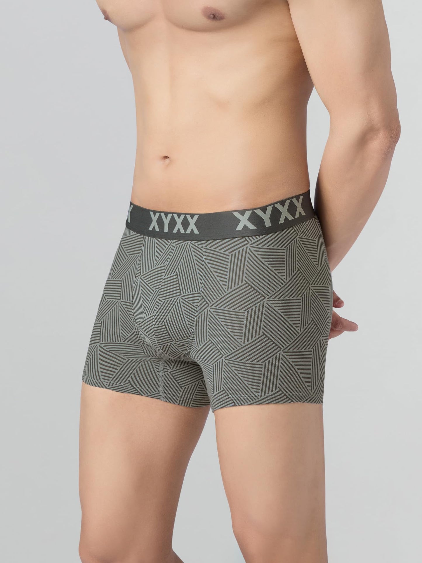 XYXX Men's Matrix Super Combed Cotton Blend Geometric Antimicrobial Trunks with No Marks Waistband