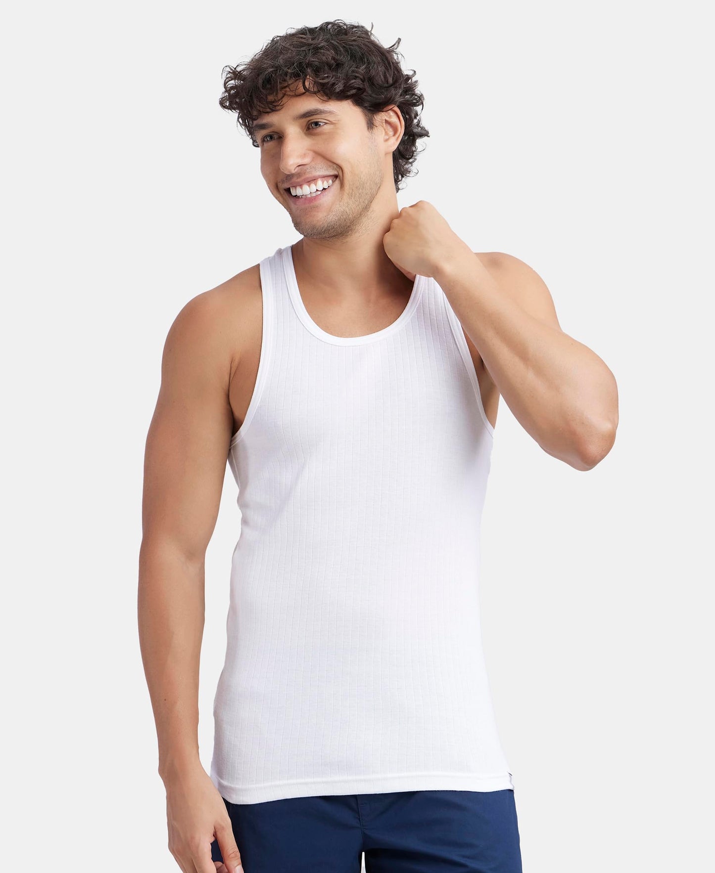 Jockey 9922 Men's Super Combed Cotton Rib Slim Fit Racer Back Styling Round Neck Gym Vest