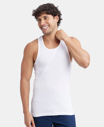 Jockey 9922 Men's Super Combed Cotton Rib Slim Fit Racer Back Styling Round Neck Gym Vest