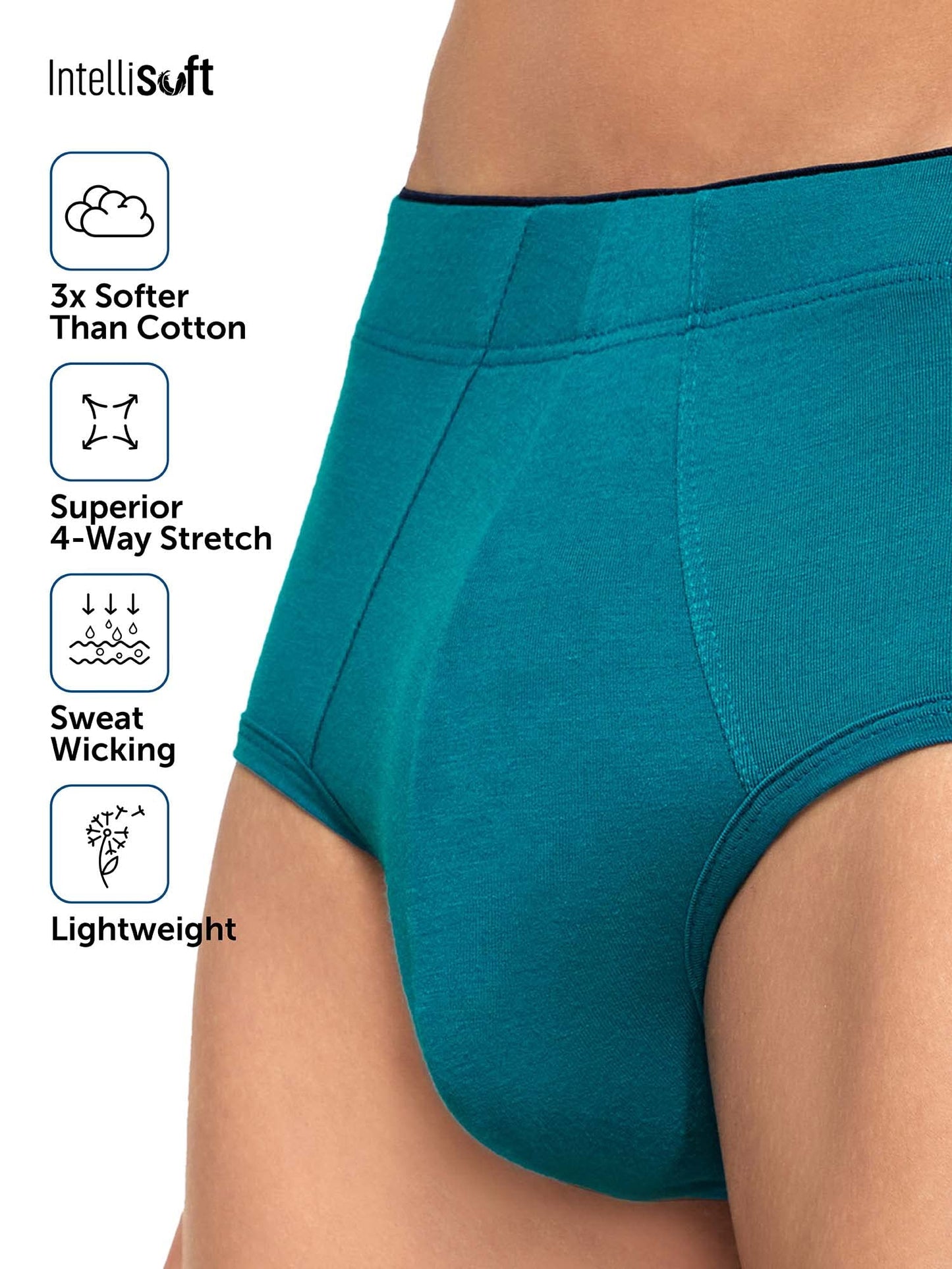 XYXX Men's Uno Micromodal Regular Fit Solid Antimicrobial Briefs with No Marks Waistband (Pack of 2)