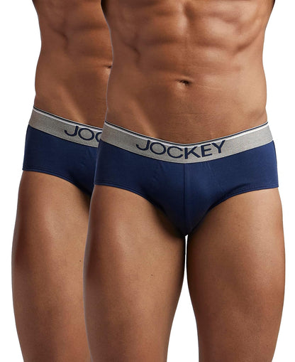 Jockey 8037 Men's Super Combed Cotton Solid Brief with Ultrasoft Waistband (Pack of 2)