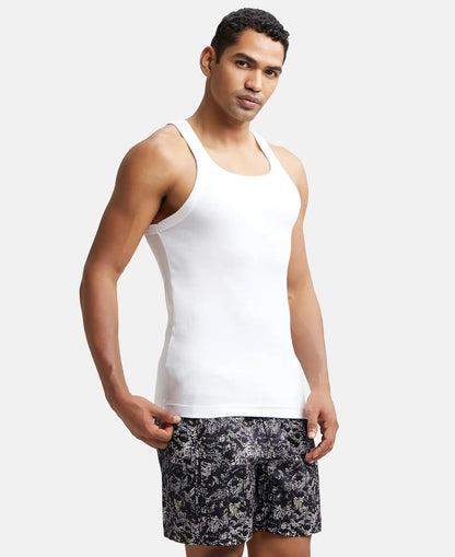 Jockey US26 Men's Super Combed Cotton Rib Square Neckline Gym Vest