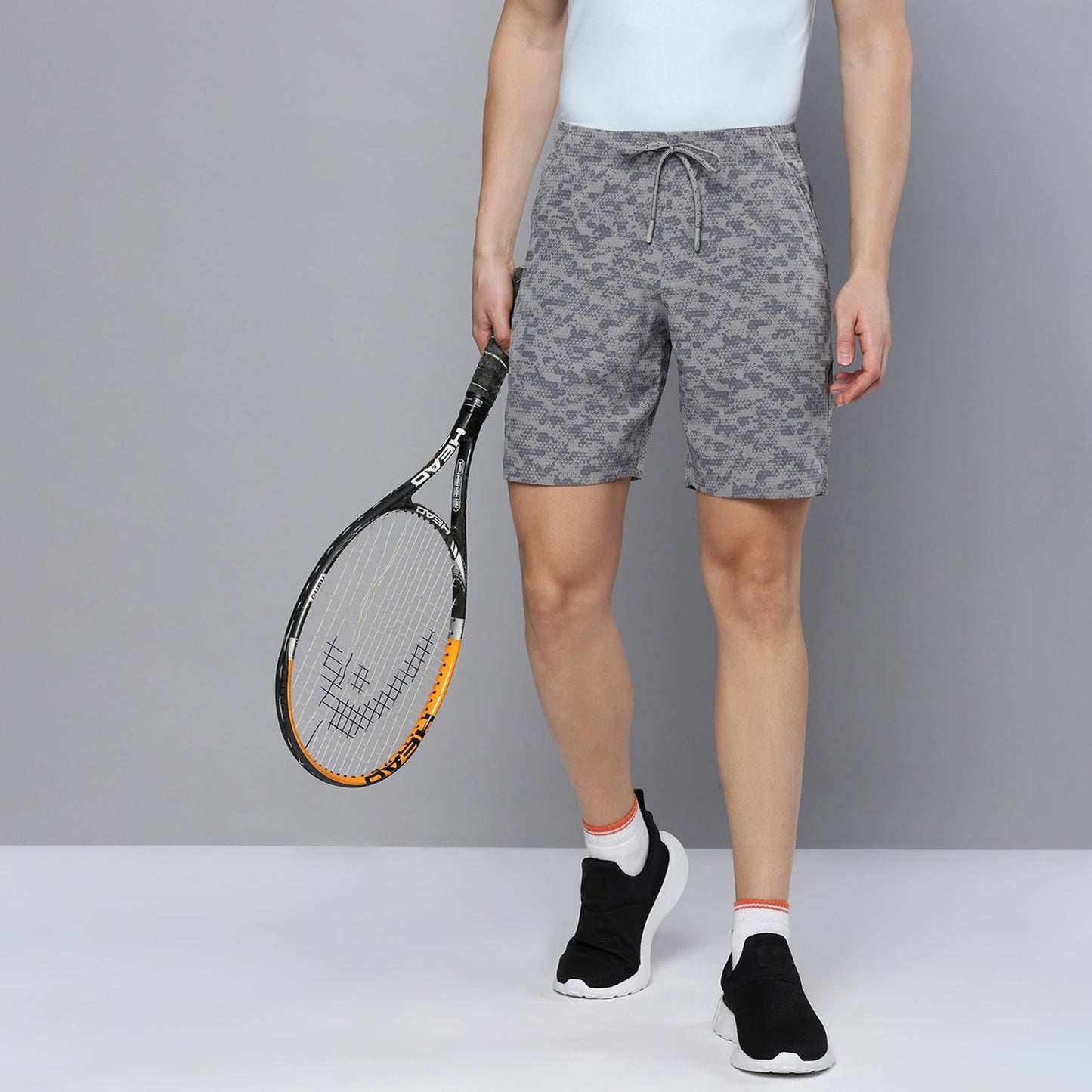 Sporto Men's Techno Printed Dry Fit Bermuda Short|Grey