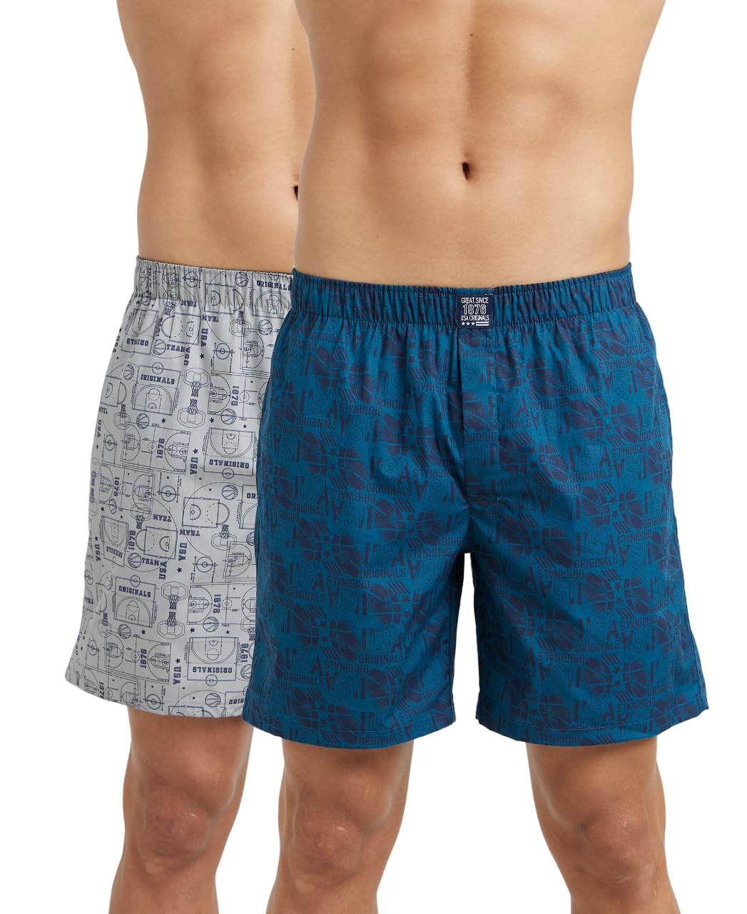 Jockey US57 Men's Super Combed Mercerized Cotton Woven Printed Boxer Shorts with Side Pocket (Pack of 2_Prints May Vary)