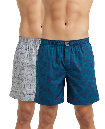 Jockey US57 Men's Super Combed Mercerized Cotton Woven Printed Boxer Shorts with Side Pocket (Pack of 2_Prints May Vary)