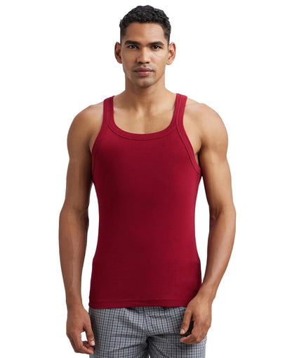 Jockey US26 Men's Super Combed Cotton Rib Square Neckline Gym Vest