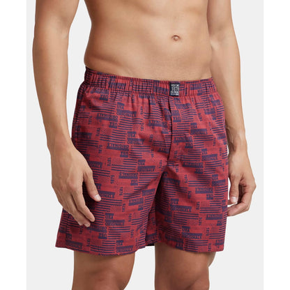 Jockey US57 Men's Super Combed Mercerized Cotton Woven Printed Boxer Shorts with Side Pocket (Pack of 2_Prints May Vary)