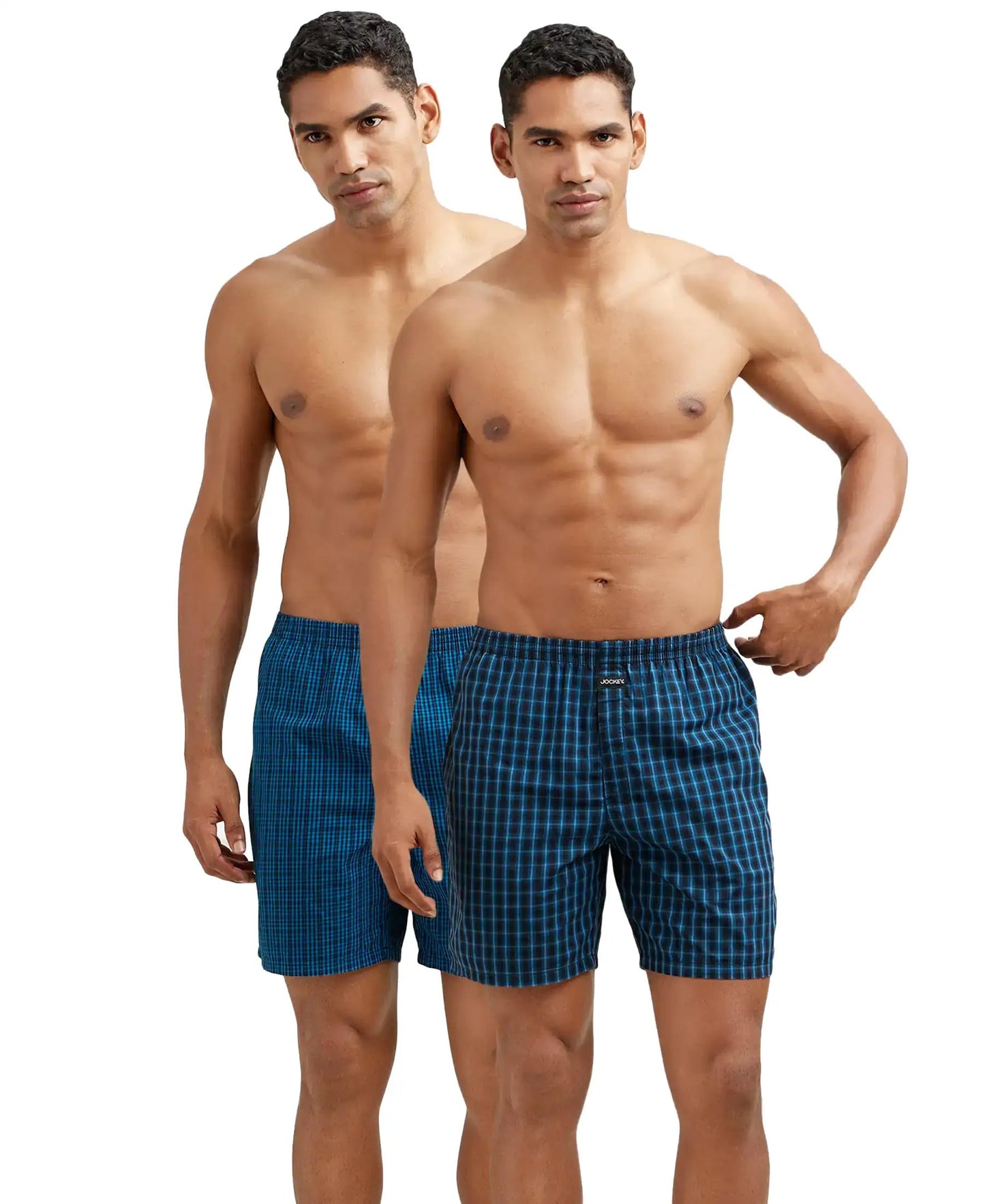Jockey 1223 Men's Super Combed Mercerized Cotton Woven Checkered Boxer Shorts with Side Pocket (Pack of 2)
