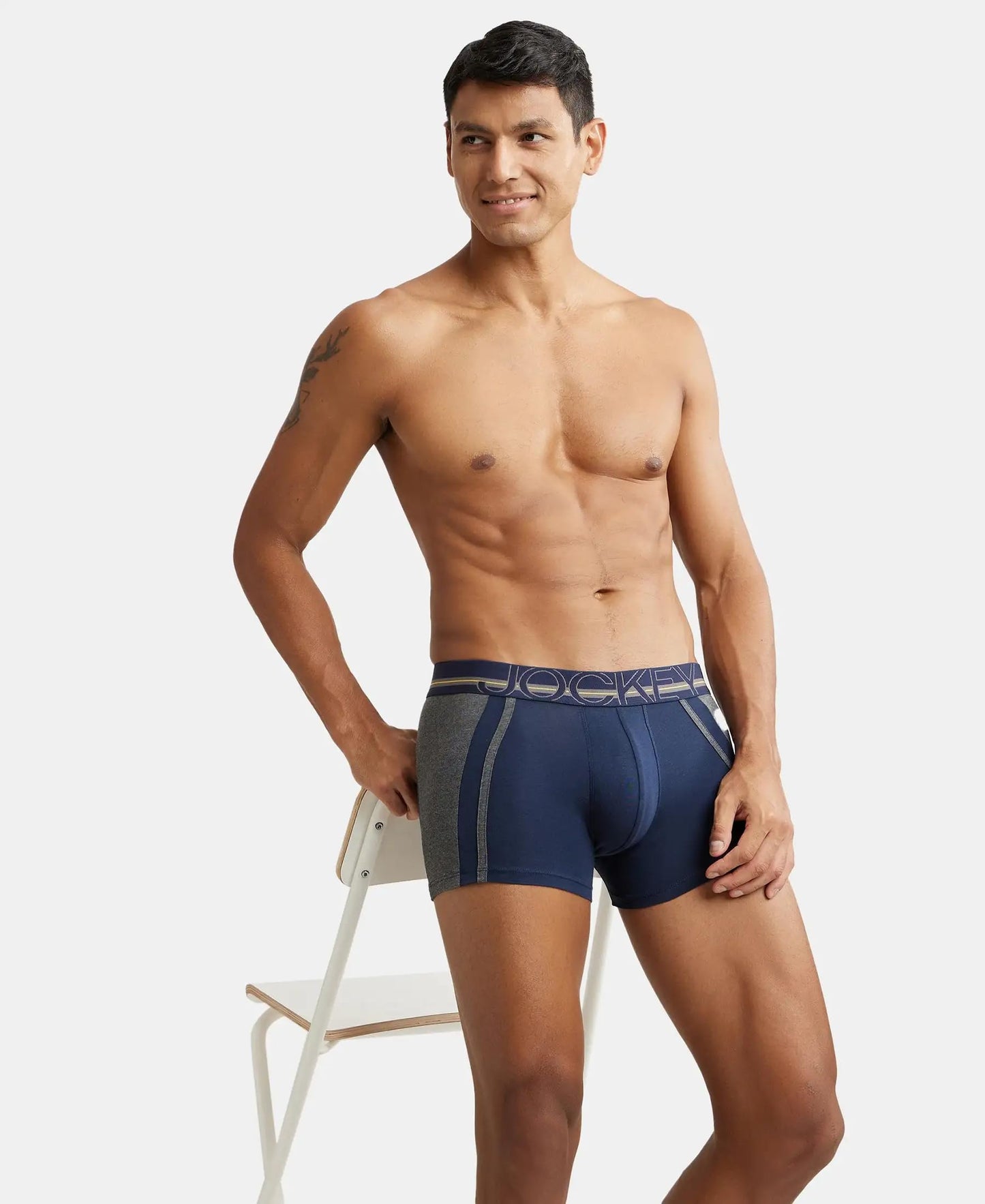 Jockey US21 Men's Super Combed Cotton Elastane Stretch Solid Trunk with Ultrasoft Waistband