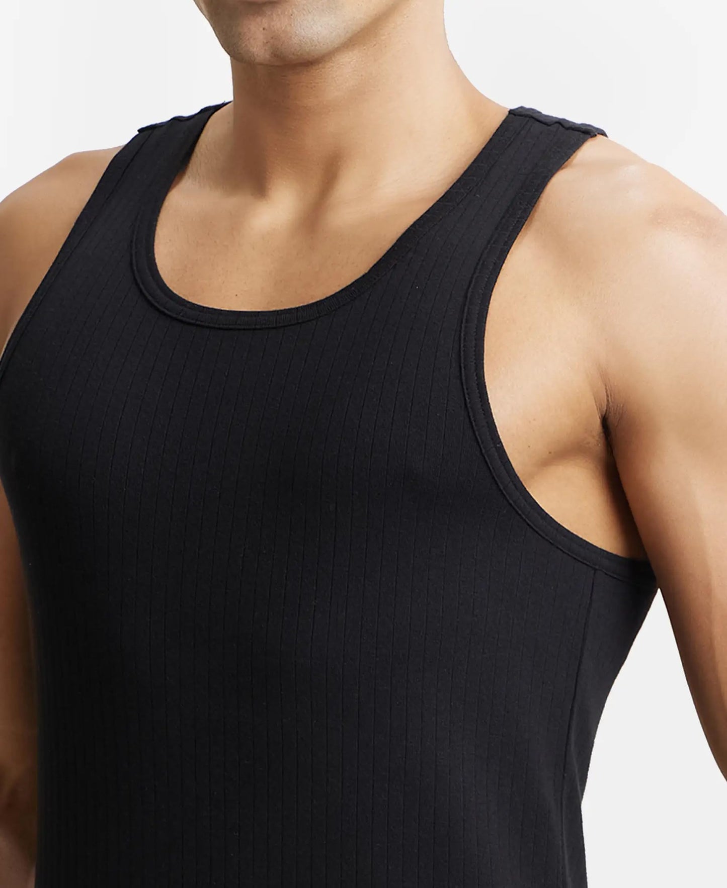 Jockey 9922 Men's Super Combed Cotton Rib Slim Fit Racer Back Styling Round Neck Gym Vest