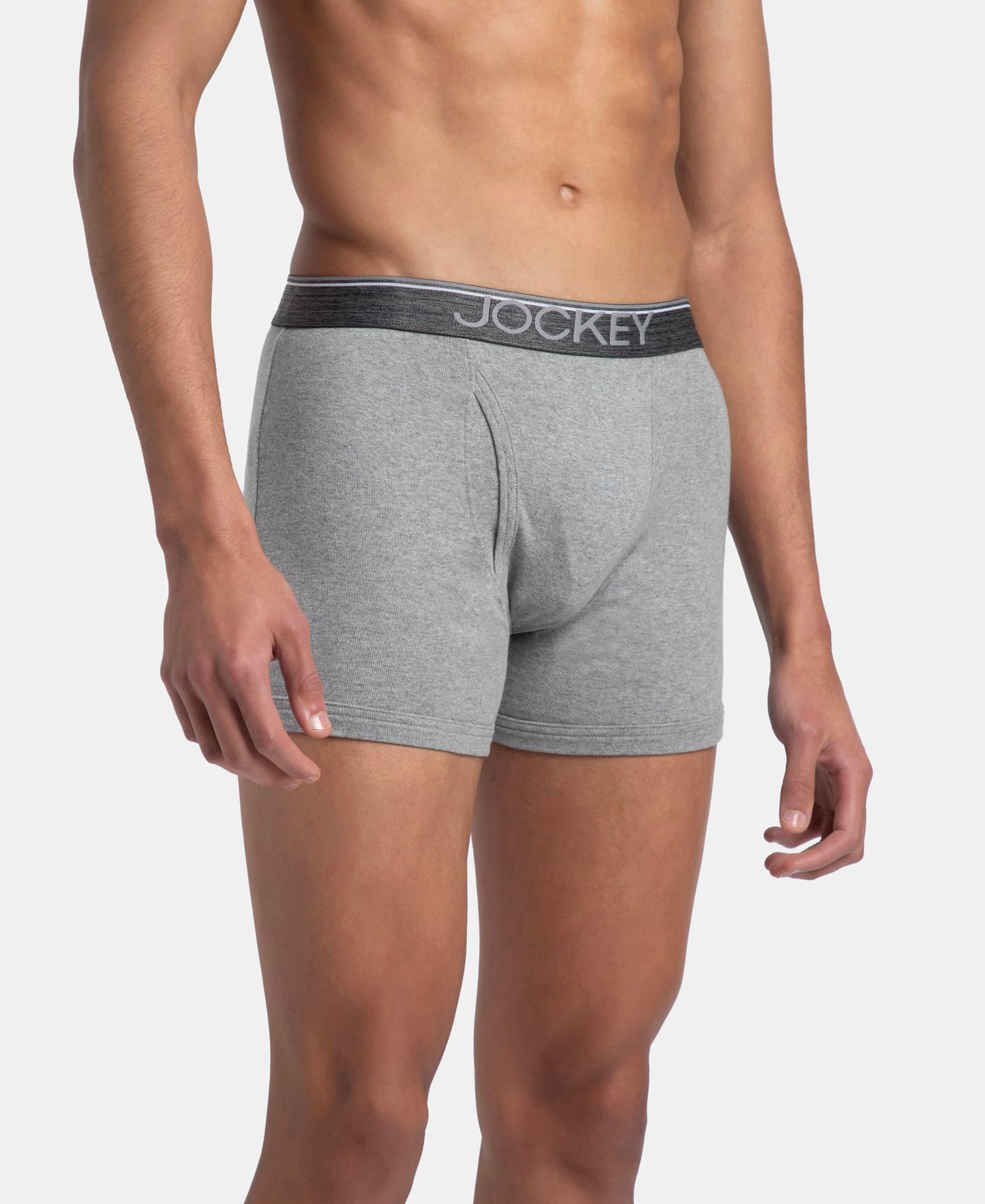 Jockey 8009 Men's Super Combed Cotton Rib Solid Boxer Brief with Ultrasoft Waistband (Pack of 3)