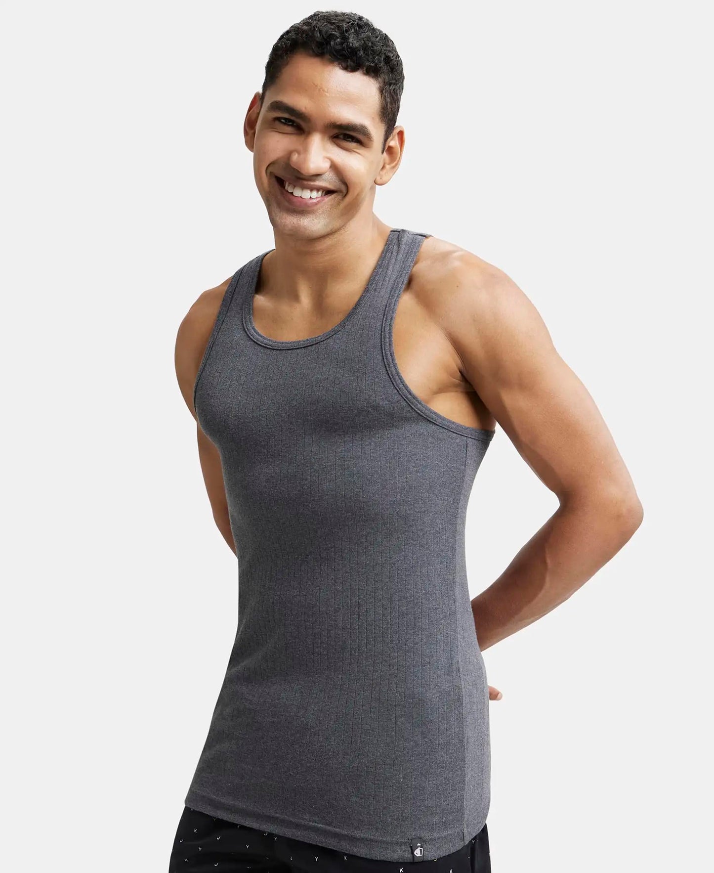Jockey 9922 Men's Super Combed Cotton Rib Slim Fit Racer Back Styling Round Neck Gym Vest