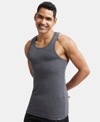 Jockey 9922 Men's Super Combed Cotton Rib Slim Fit Racer Back Styling Round Neck Gym Vest