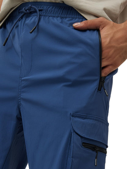 XYXX Men's Skinny Fit Mid Rise Moveo Quick-Dry Cargo Joggers with Drawcord & Utility Pockets
