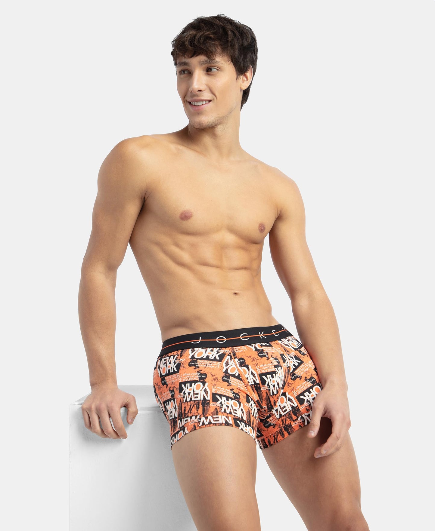 Jockey NY02 Men's Super Combed Cotton Elastane Stretch Printed Trunk with Ultrasoft Waistband (Prints May Vary)