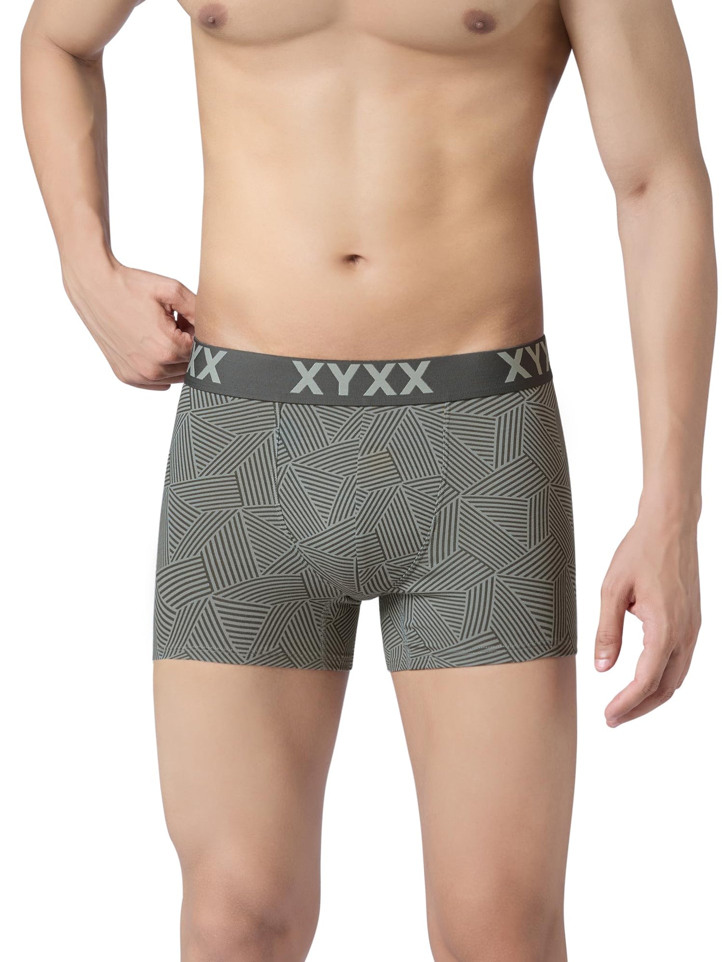 XYXX Men's Matrix Super Combed Cotton Blend Geometric Antimicrobial Trunks with No Marks Waistband