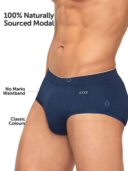 XYXX Men's Uno Micromodal Regular Fit Solid Antimicrobial Briefs with No Marks Waistband (Pack of 2)