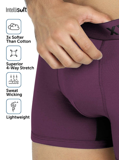 XYXX Men's Dualist Micromodal Regular Fit Colorblock Antimicrobial Trunk with No Marks Waistband (Pack of 2)