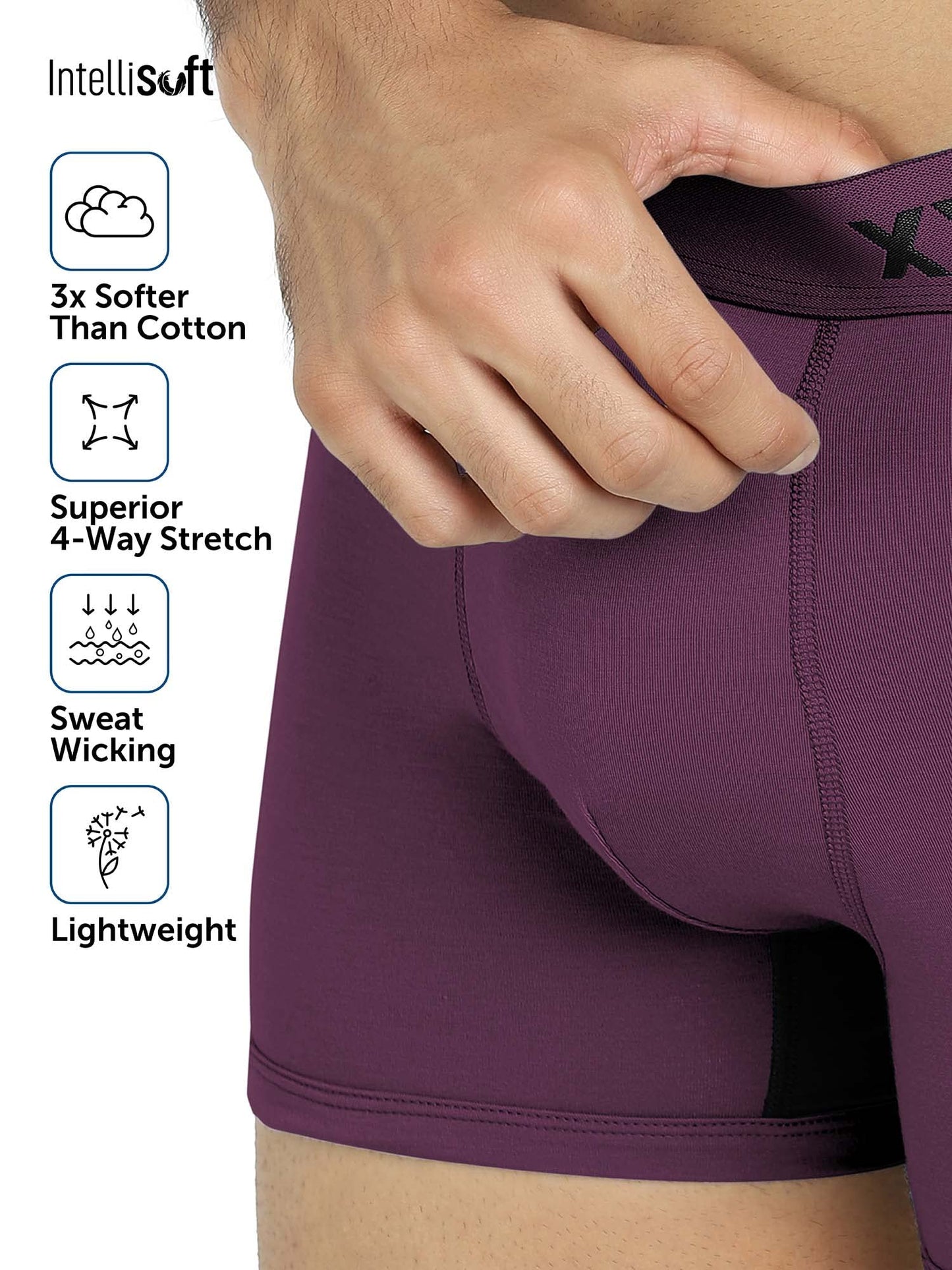 XYXX Men's Dualist Micromodal Regular Fit Colorblock Antimicrobial Trunk with No Marks Waistband (Pack of 2)