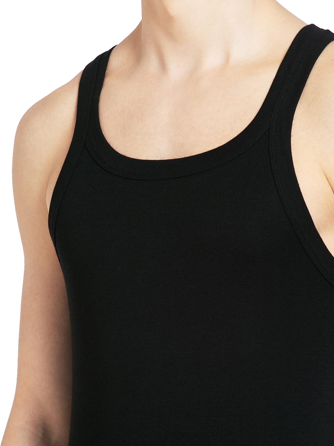 Jockey US26 Men's Super Combed Cotton Rib Square Neckline Gym Vest